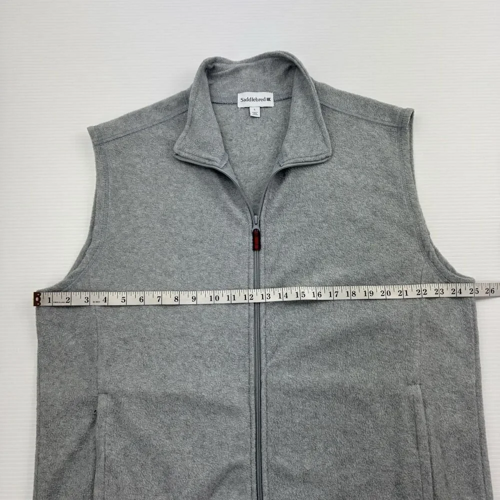 Saddlebred Men’s Gray Fleece Zip Vest L Classic Normcore Preppy Casual